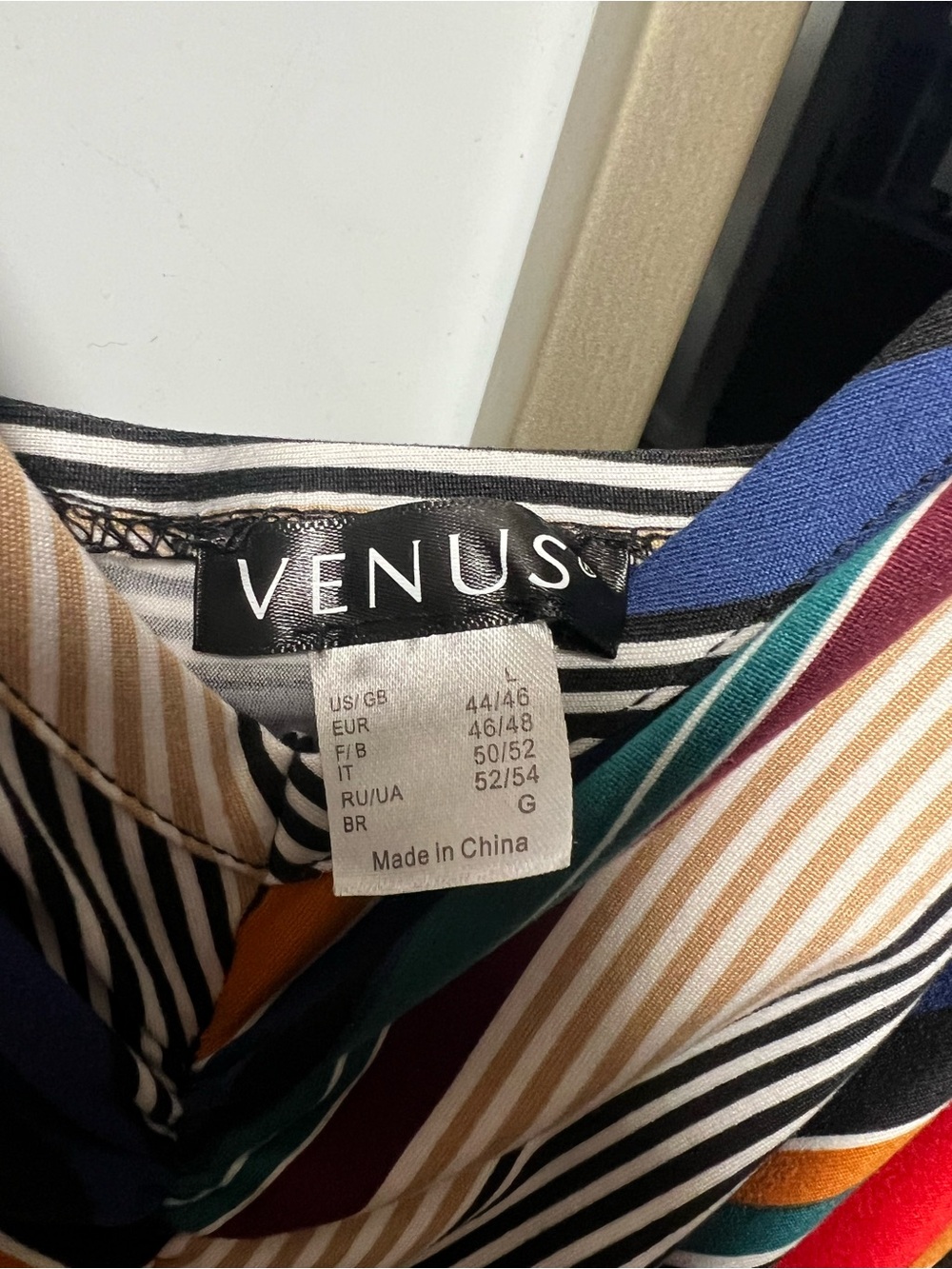 VENUS Multi-Stripe V-Neck Midi Dress in Black, Blue, Green, Red, Gold - Picture 3 of 7